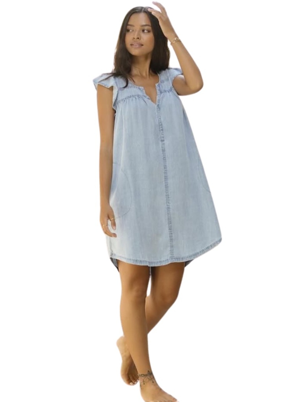 Gentle Fawn Olivia Chambray Mini Dress – Light Blue (XS)